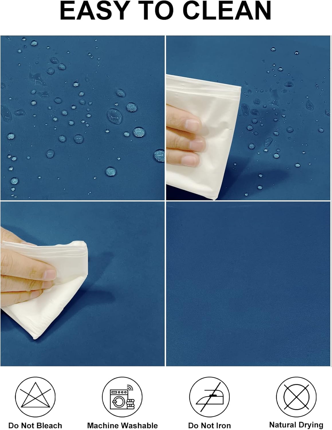 Fokitut 2 Pack Waterproof Rectangle Tablecloth, 90x132 Inch,Stain Resistant and Wrinkle Polyester Table Cloth, Fabric Table Cover for Kitchen Dining, Wedding, Party, Holiday Dinner-Mediterranean Blue