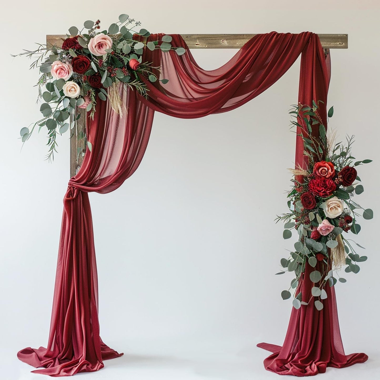 Wedding Arch Draping Fabric 1 Panel 28.7" x 20FT Burgundy Sheer Chiffon Backdrop Drapes for Wedding Ceremony Birthday Party Bridal Shower Outdoor Decoration