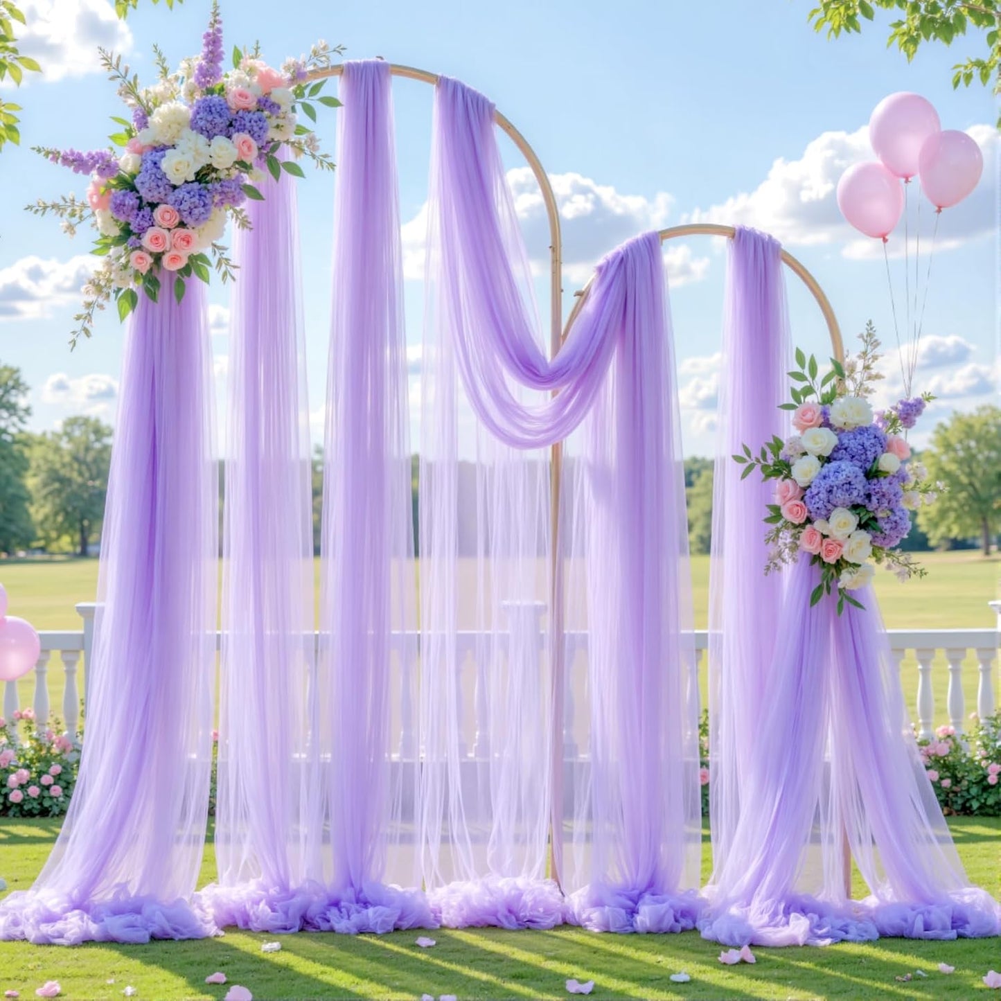 Wedding Arch Draping Fabric Backdrop 1 Panel 60" x 26Ft Purple Arch Drapes Curtains for Wedding Reception Sheer Tulle Backdrop Curtain for Ceremony Birthday Party Baby Shower Arbor Ceiling Decorations