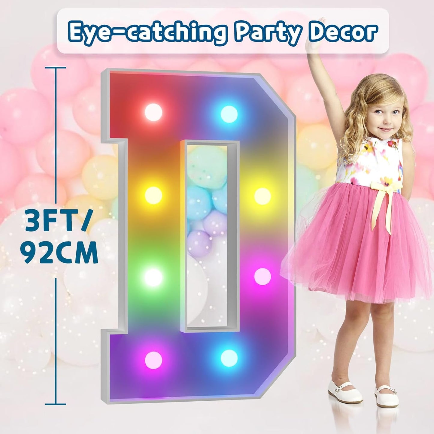 3FT Colorful Marquee Light Up Letters D, 18 Colors Light Up Alphabet Signs with Remote, Marry Me Sign, Large Letter for Birthday Engagement Anniversary Wedding Party Decor