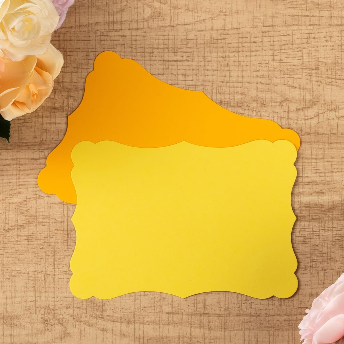 50 Pack Blank Kraft Cards Cardstock Thick Paper Brown Greeting Cards for DIY Gift Card Menus, Baby Shower and Wedding Invitations (Yellow, 5 Colors, 5x7IN)