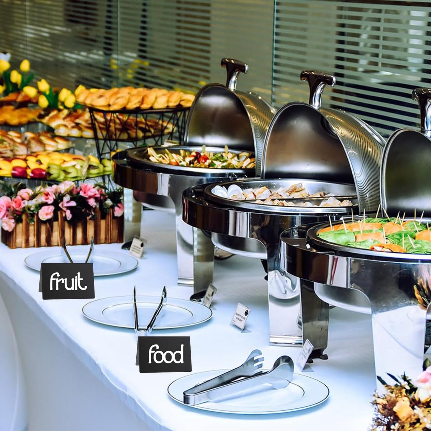 40 Pcs Food Labels for Party Buffet, 3 x 4 Inches Mini Chalkboard Signs, Food Tags Labels for Party Supplies, Small Chalk Board Signs, Catering Supplies Buffet Display, Easy to Write and Wipe