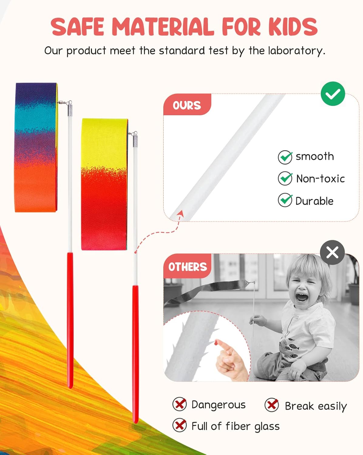 JoyCat 12 Pack Dance Ribbon Party Favors for Kids,Rainbow Birthday Decorations,Unicorn Princess Fairy Party Supplies,Girls Party Games,Gymnastics Goody Bag Stuffers