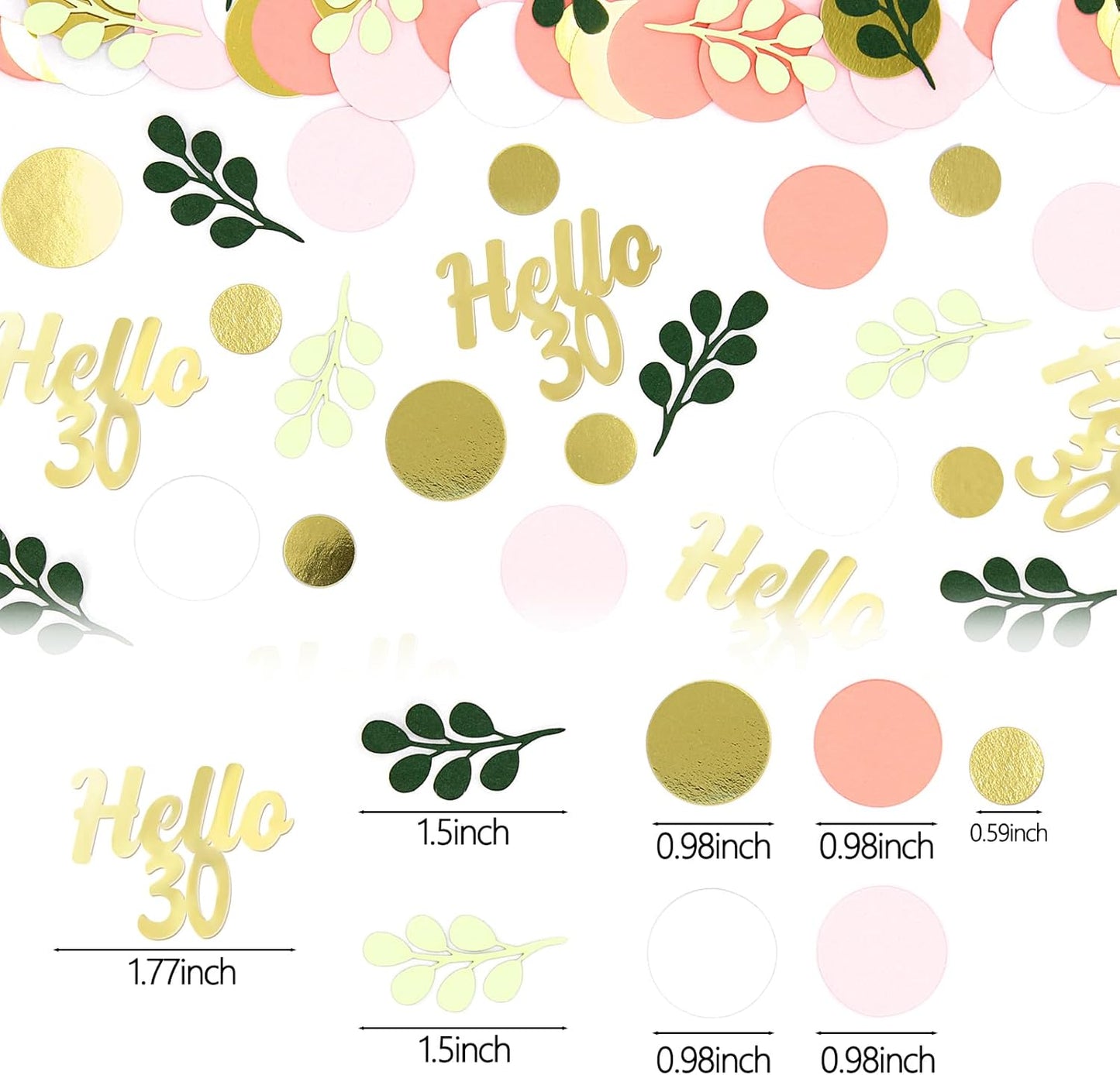 300PC 30TH Birthday Confetti for Table Pink and Sage Green Happy 30TH Birthday Decorations for Her Dots Hello 30 Confetti Scatters Thirty Party Decor Supplies