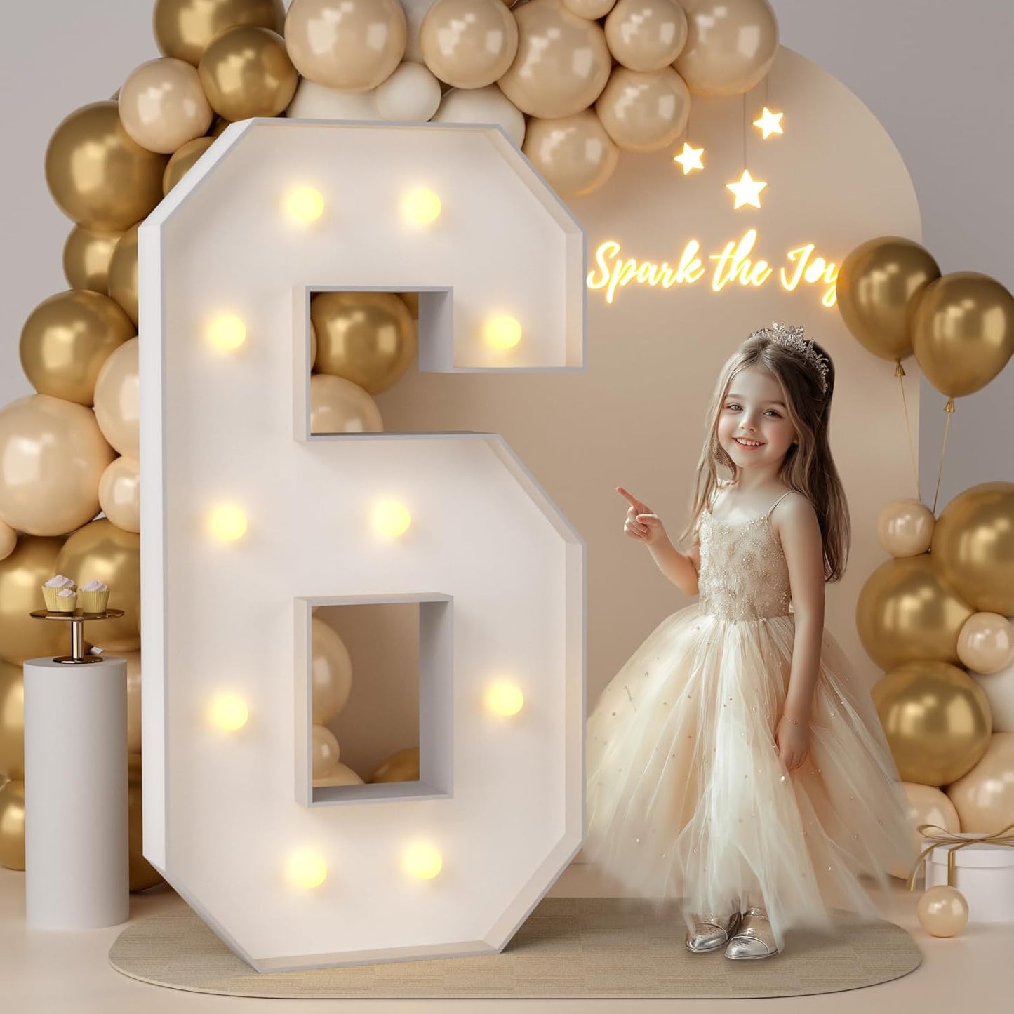 JoyMuse 4FT Marquee Numbers,Large Marquee Numbers 4 Feet Tall for Birthday Decorations Big 4FT Numbers with Light for Party Decor, Number 6