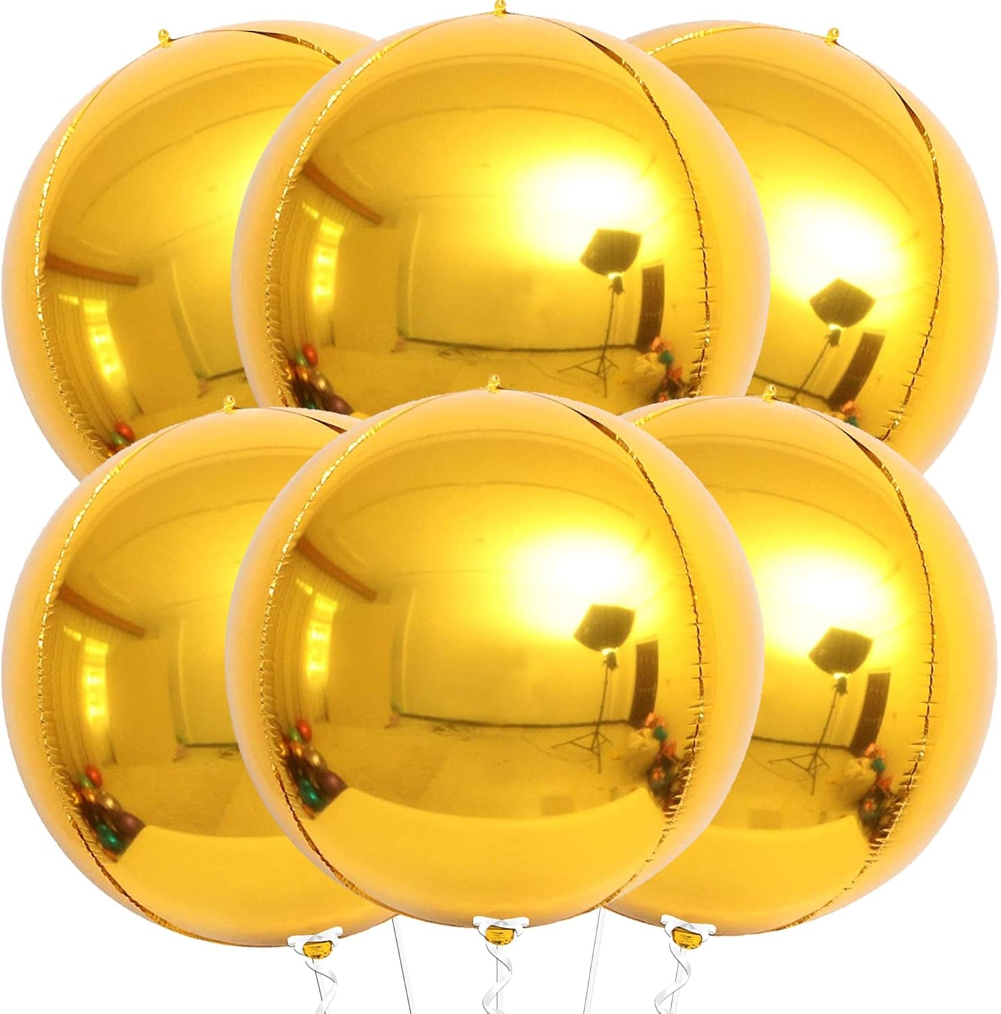 KatchOn, Large Gold Foil Balloons - Huge 22 Inch, Pack of 6 | Gold Mylar Balloons for Golden Party Decorations | Metallic Balloon for Disco Party, Thanksgiving Decorations | New Year Decorations 2026
