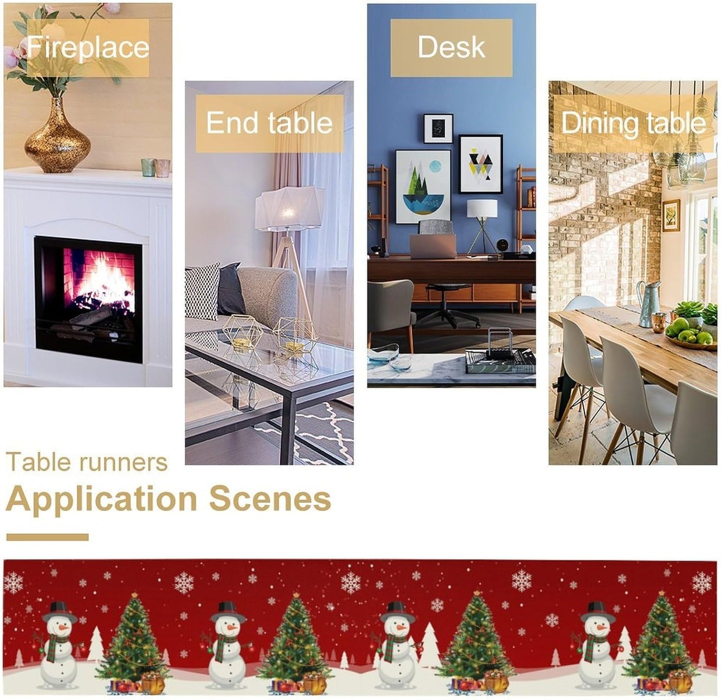 Christmas Table Runner,Snowman Rustic Red Snowflake Winter Table Cloth Kitchen Dining Table Decoration for Home Party Decor 13x108 Inch