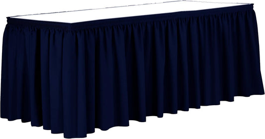 Ultimate Textile Pleat Polyester Fabric Table Skirt - Machine Washable Flame Resistant with Clips for Events, Weddings & Trade Shows, Cut & Sewn in Paterson, NJ - Deep Royal, 21' Shirred Pleat