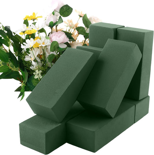 8 Pcs Floral Foam Blocks for Fresh & Artificial Flowers, 7.8" L x 3.5" W x 2.4" H Wet & Dry Green Flower Foam for Indoor Outdoor Floral Arrangements, Foam Bricks for Wedding, Birthdays, Home Décor