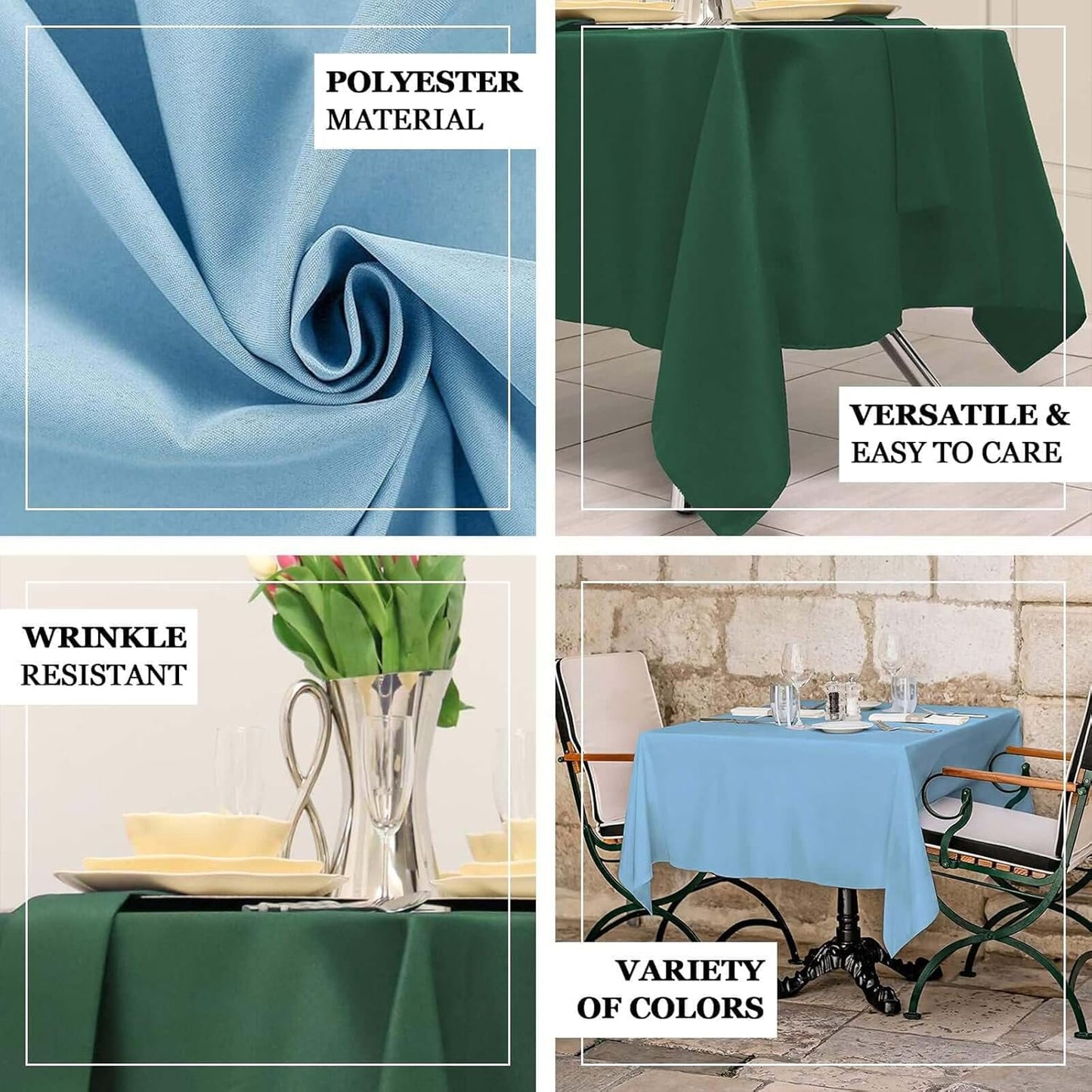 Efavormart 70" Square Linens Hunter Emerald Green Wholesale Linens Polyester Square Linen Tablecloth for Wedding Party Restaurant