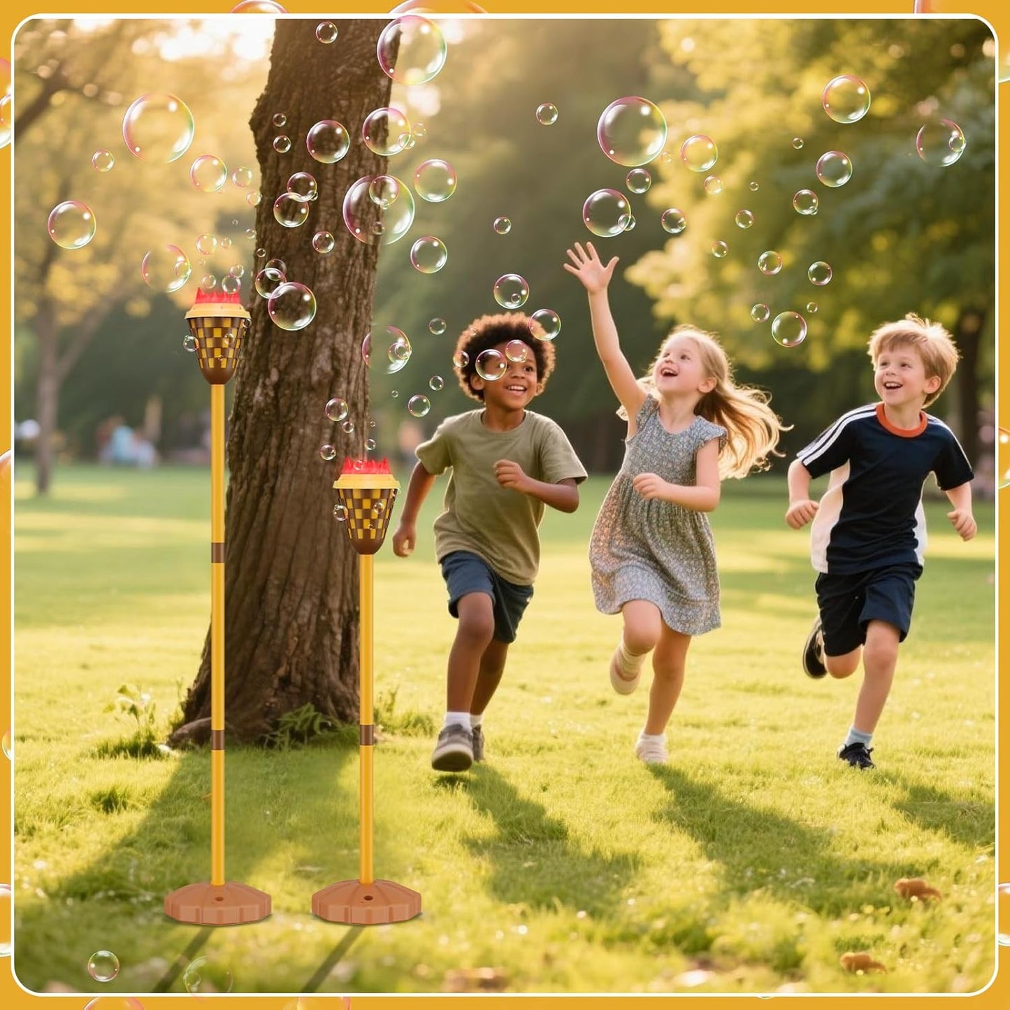 Bubble Machine for Kids, Garden Lamp Bubble Toy with Colorful Lighting and Music for Toddlers, Rechargable Bubbles Blower Maker Outdoor Toys for Wedding Birthday Christmas Party