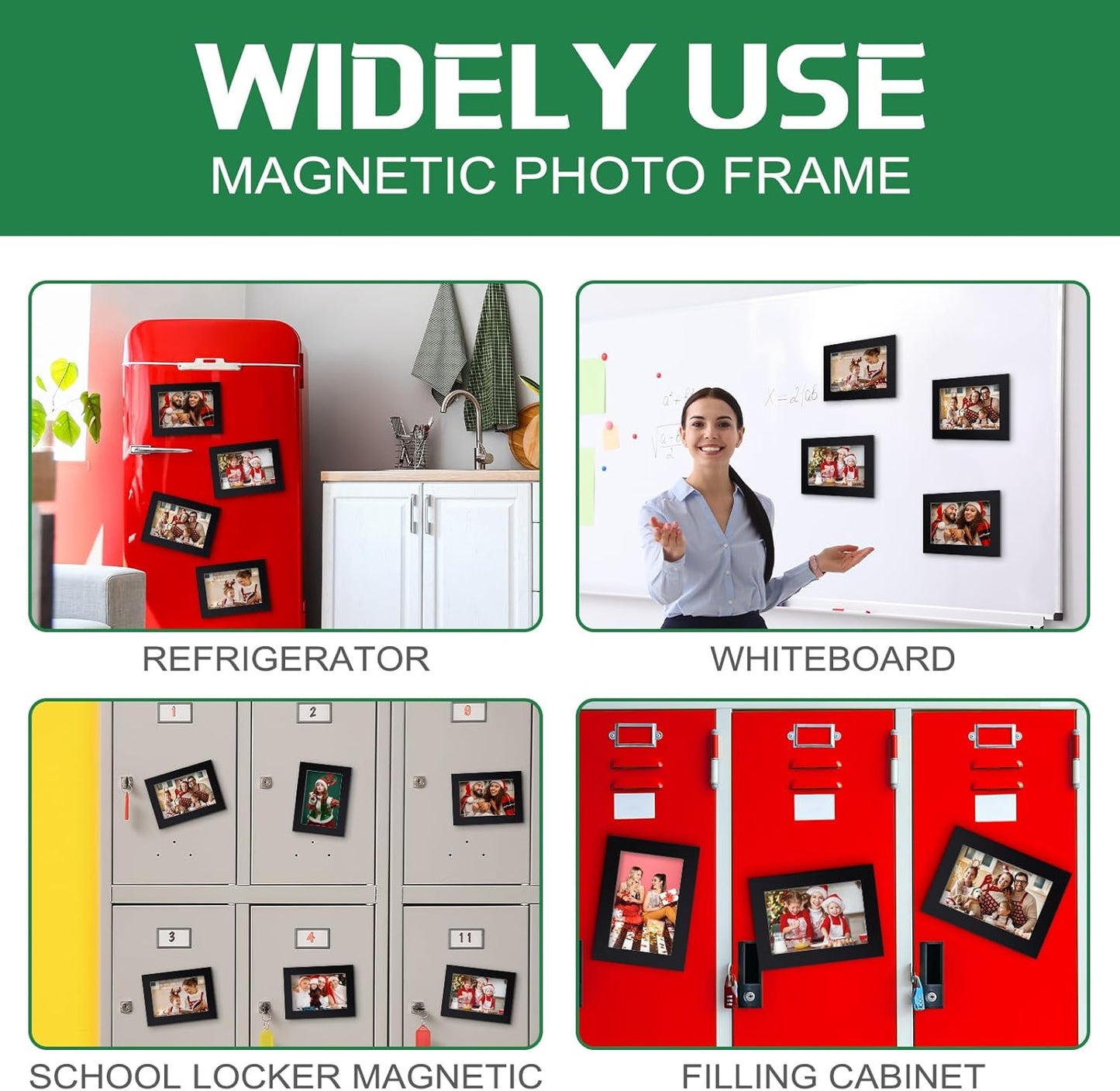 Soaoo 60 Pcs Magnetic Picture Frames Wallet Size 2.5 x 3.5 Inches Reusable Magnetic Photo Sleeves Picture Frame Holder for Home Cabinet Office Graduation Xmas Anniversary Classroom(Black)