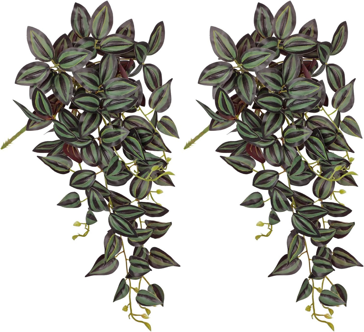 DILATATA Fake Hanging Plants Artificial Hanging Plants 26" Faux Wandering Jew Hangings Leaves Plant for Wall Shelf Home Indoor Outdoor Decor - 2 Pack