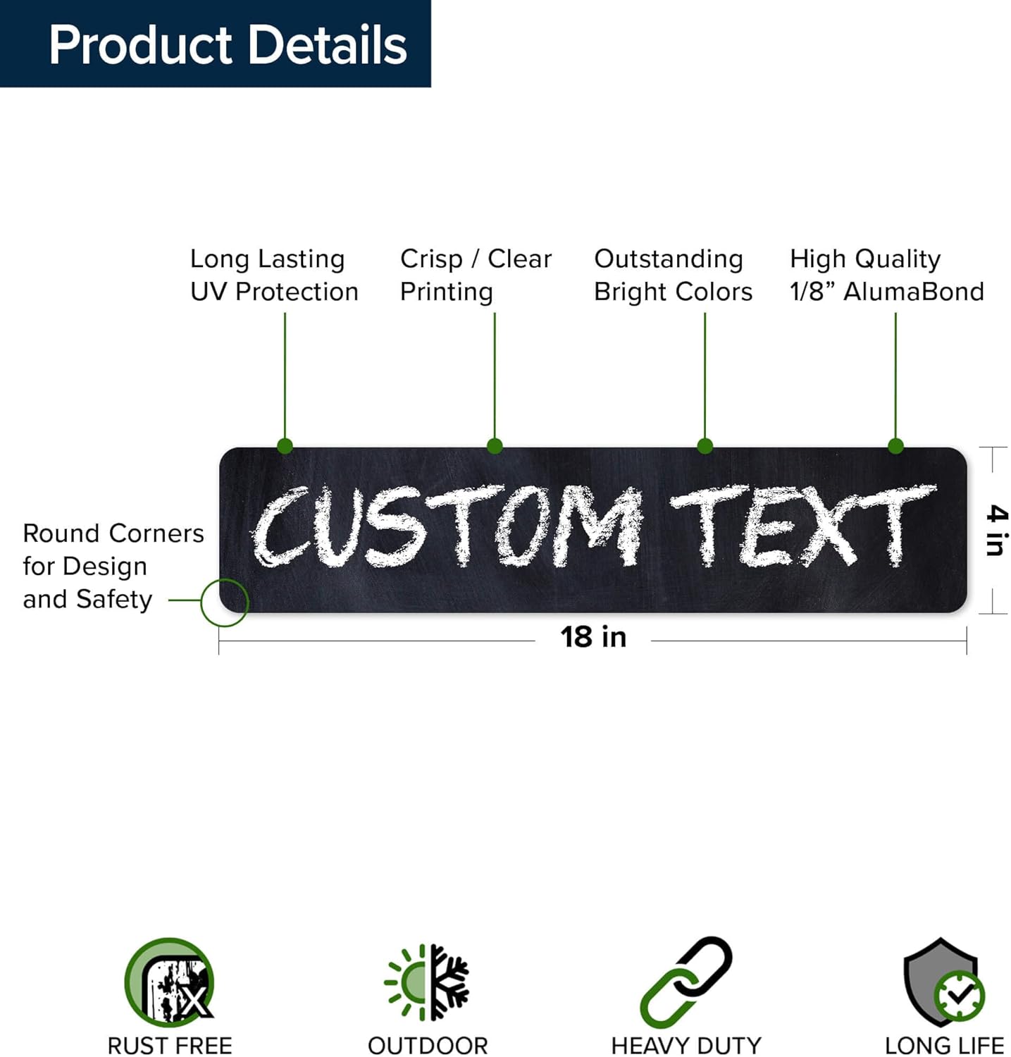 Custom Sign, Custom Street Sign, 11 Font Colors, 13 Font Styles, 4 Hole Options, 22 Sizes, 4x18 Inches, Rust Free DiBound, Fade Resistant, Made in USA by My Sign Center (Chalkboard Black)