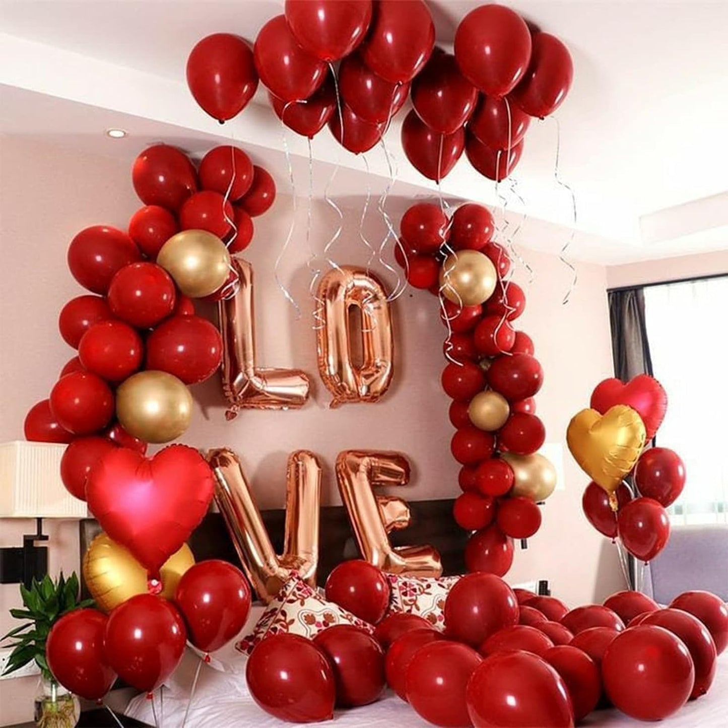 Red and Gold Balloons,70 Pack 12 inch Metallic Gold and Helium Matte Red Balloons for Valentine's Day Wedding Birthday Engagements Anniversary Party Decorations