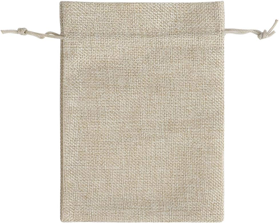 Lucky Monet 25/50/100PCS Burlap Gift Bags Wedding Hessian Jute Bags Linen Jewelry Pouches with Drawstring for Birthday, Party, Wedding Favors, Present, Art and DIY Craft (25Pcs, Cream, 5” x 7”)