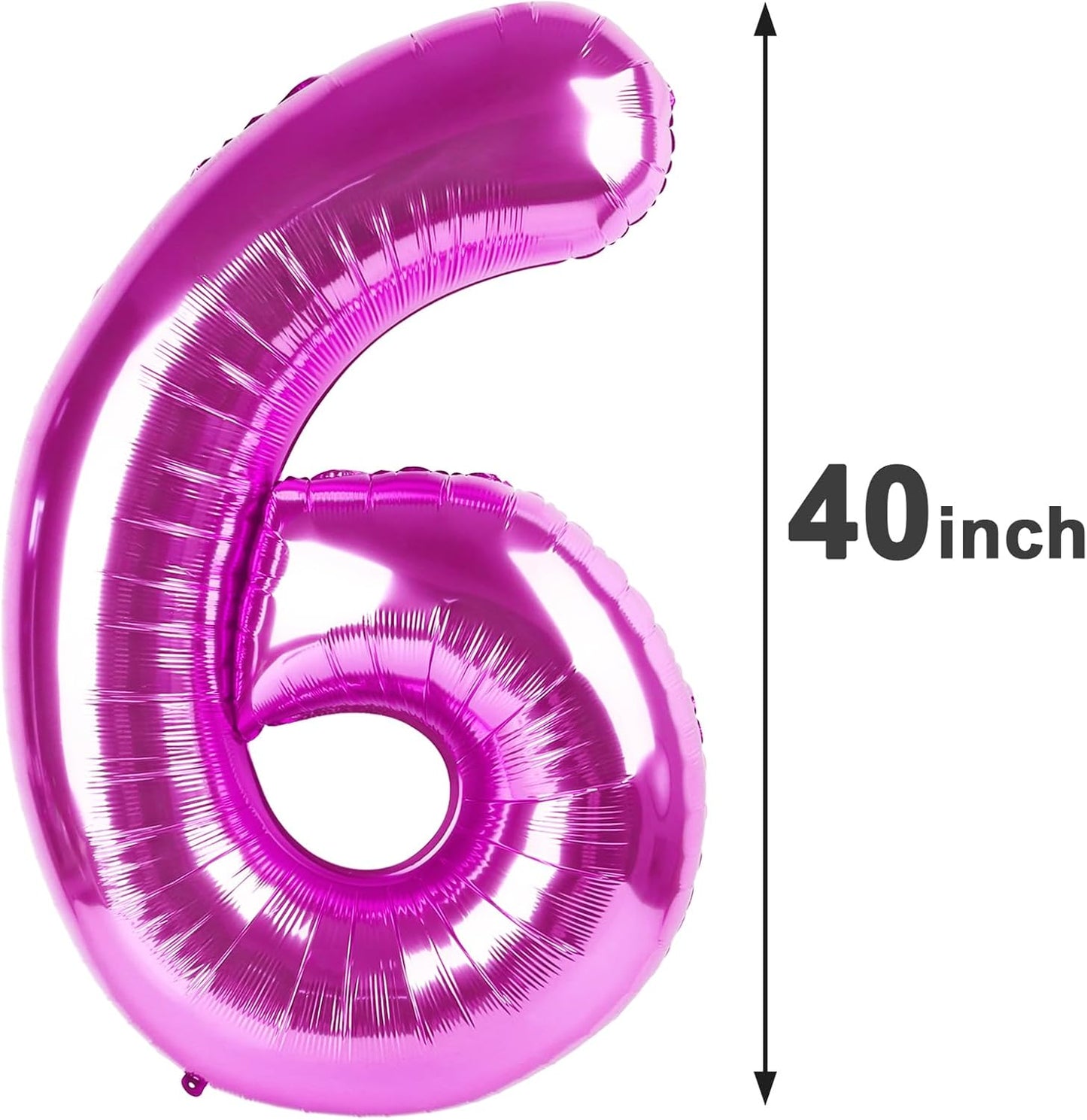 40 Inch Rosy Purple Mylar Foil Number 6 Birthday Balloon, Digital Balloons for 6 16 Boy Girl Party Decorations Supplies, Rosy Purple Big Helium Balloon Numbers for 26 36 46 60 Men Women Anniversary