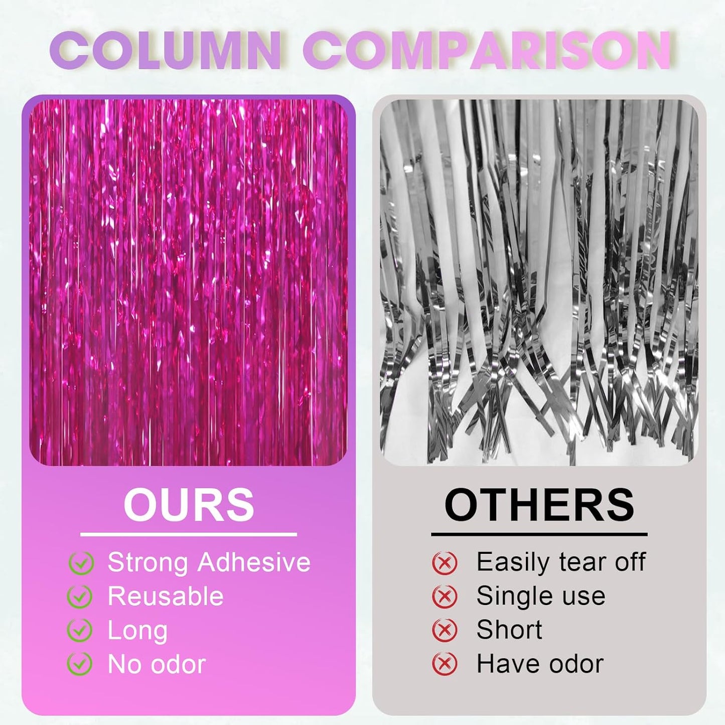 3 Pack 3.3x8.2 Feet Pink Foil Fringe Backdrop Curtains, Tinsel Streamers Birthday Party Decorations, Fringe Backdrop for Graduation, Baby Shower, Gender Reveal, Disco Party