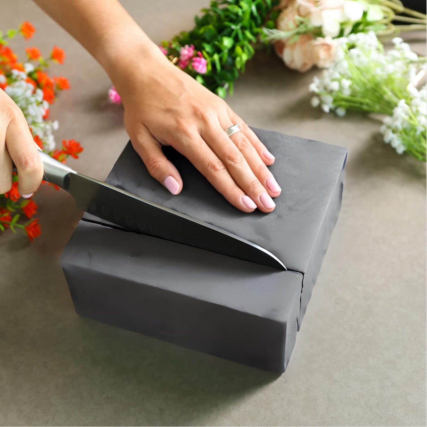 XCEL Floral Foam Blocks - Reusable, Weather Resistant Foam - Perfect for Fresh & Artificial Flower Arrangements, Crafts, Planter Boxes, Home Decor & More - 4-Pk, Gray (7” x 7” x 3”)