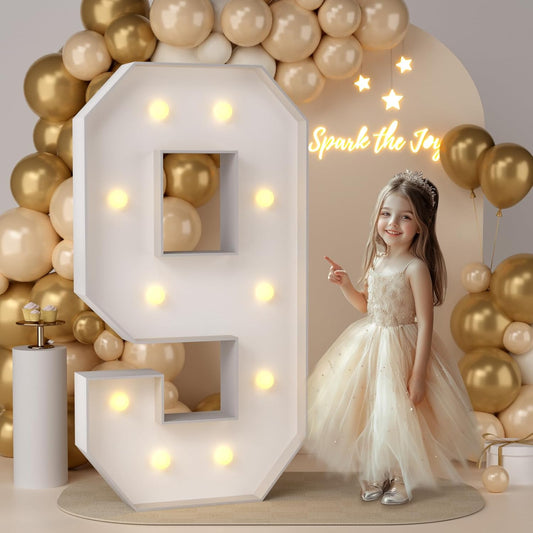 JoyMuse 4FT Marquee Numbers,Large Marquee Numbers 4 Feet Tall for Birthday Decorations Big 4FT Numbers with Light for Party Decor, Number 9