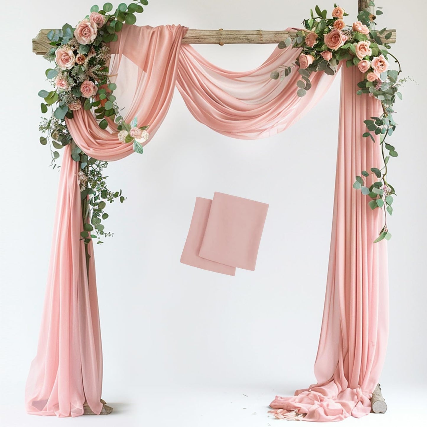 Wedding Arch Draping Fabric 2 Panels 28.7" x 20FT Blush Sheer Chiffon Backdrop Drapes for Wedding Ceremony Birthday Party Bridal Shower Outdoor Decoration
