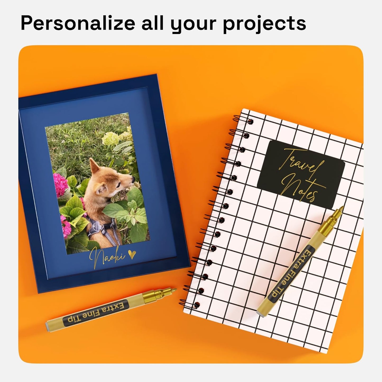 ARTISTRO 2 Gold Permanent Marker - Waterproof Markers for Tire, Fabric, Rocks, Glass, Ceramic, Wood, Paper - Oil Based Metallic Paint Pens - Extra-Fine Tip 0.7mm