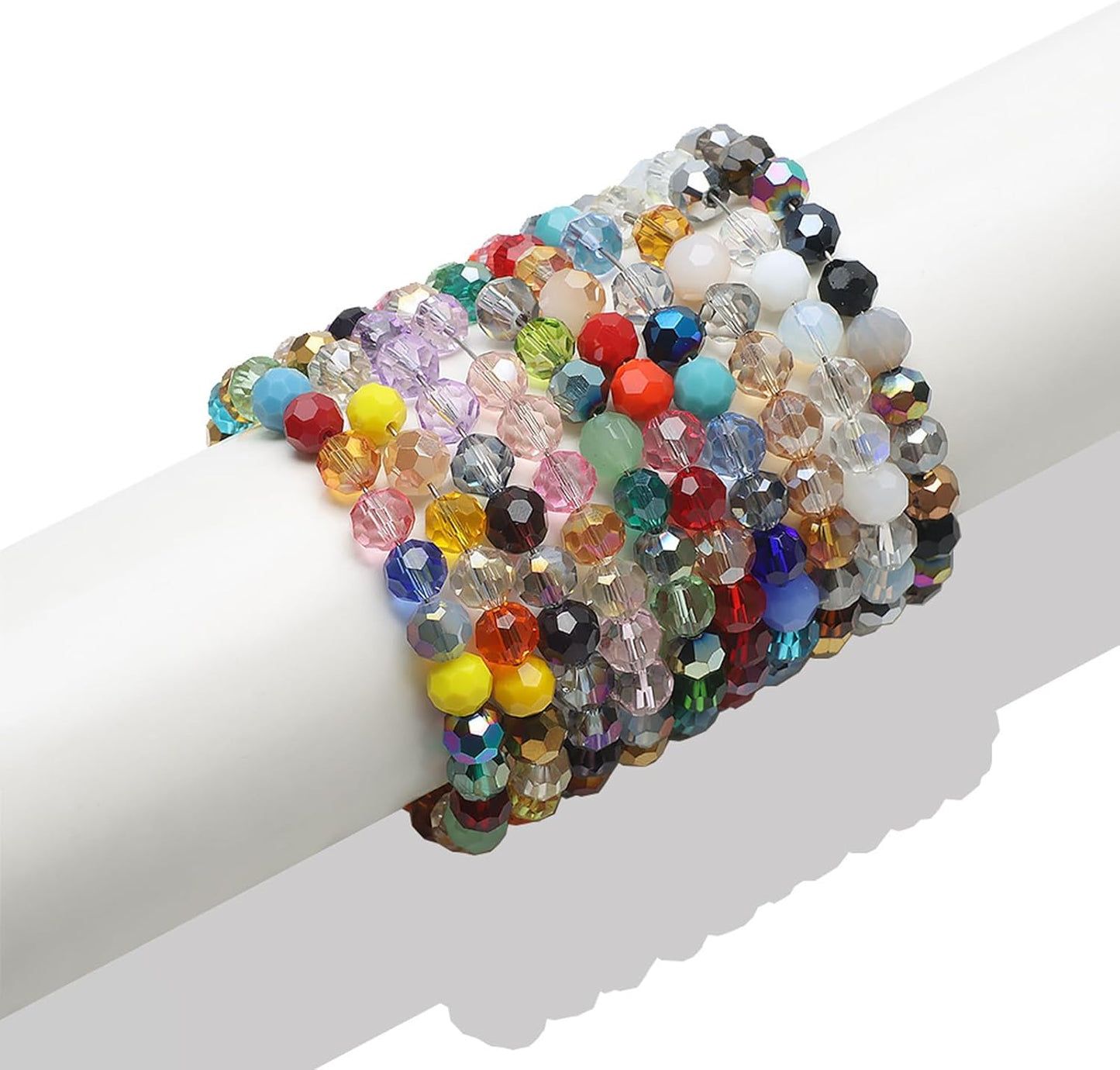 400PCS 4MM Crystal Glass Beads for Jewelry Making Mix Color Rondelle Facted Crystal Glass Beads for Bracelet Making Round Glass Spacer Beads for DIY Crafts Wind Chimes Suncatchers