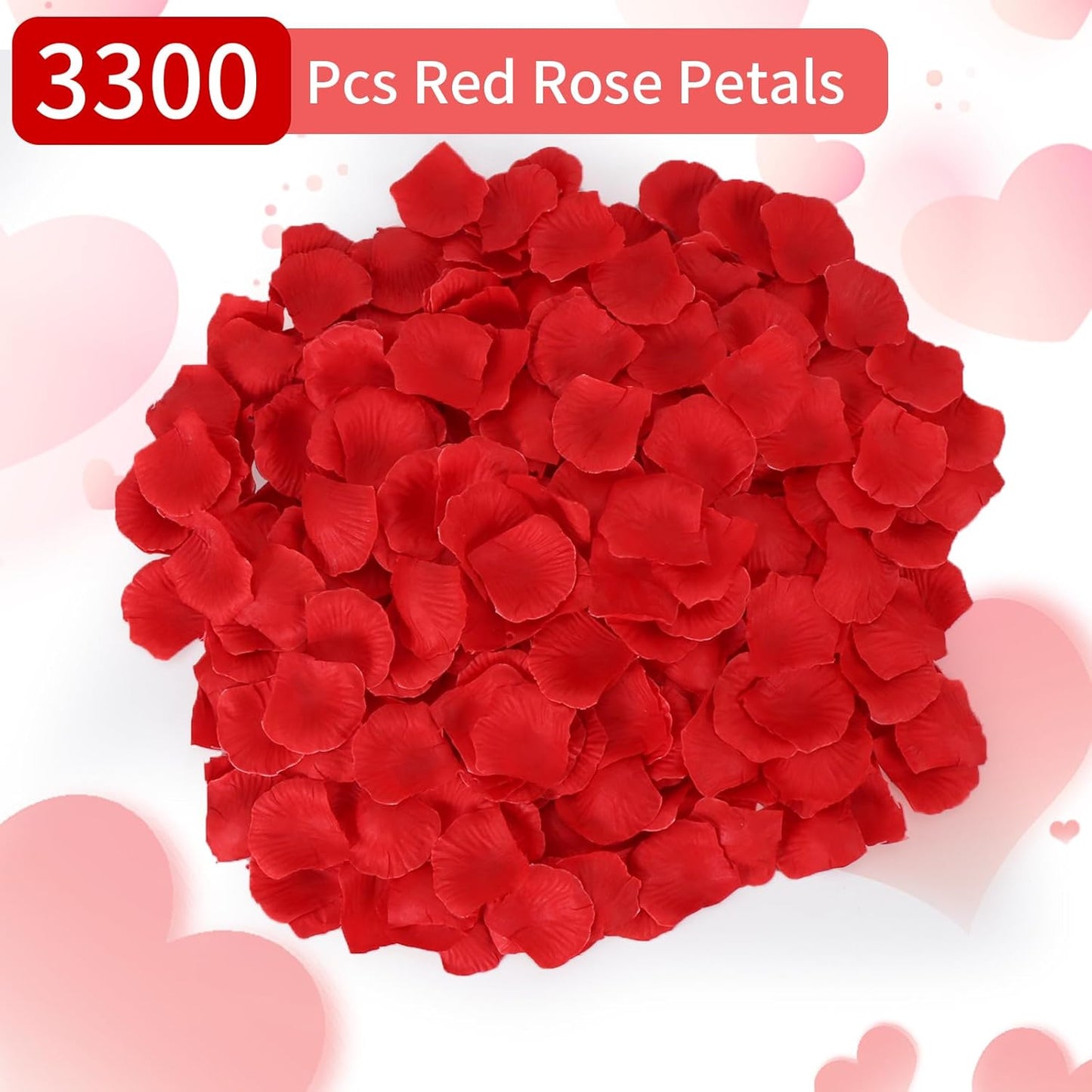 3300 PCS Artificial Fake Rose Petals,Flower Petals,Romantic Nightfor Her/Him Set,Wedding, Engagement, Party, in Bulk Flower Decorations（Red）