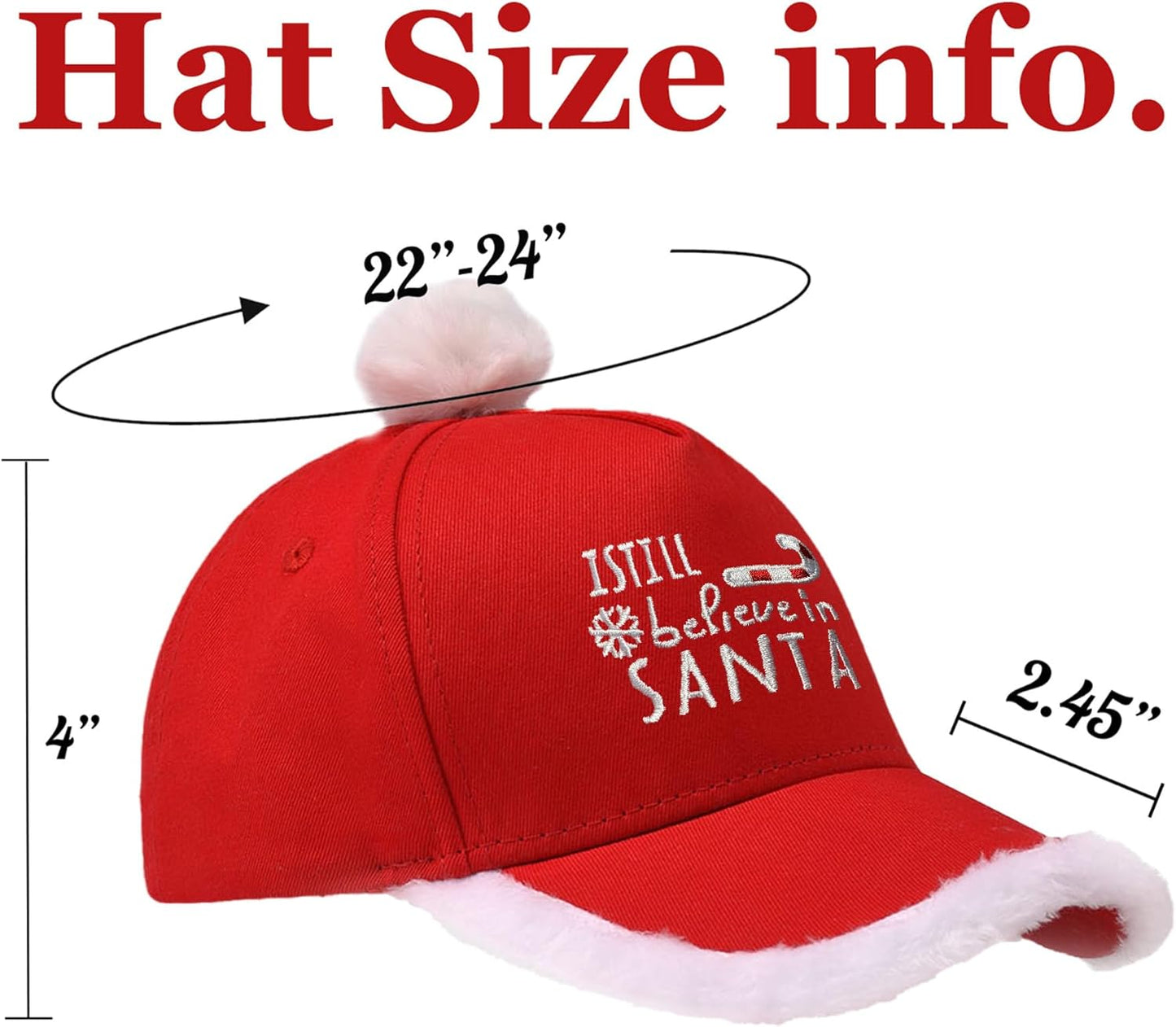 Christmas Santa Baseball Hat Santa Claus Costume hat with Fuzzy Fur Pom