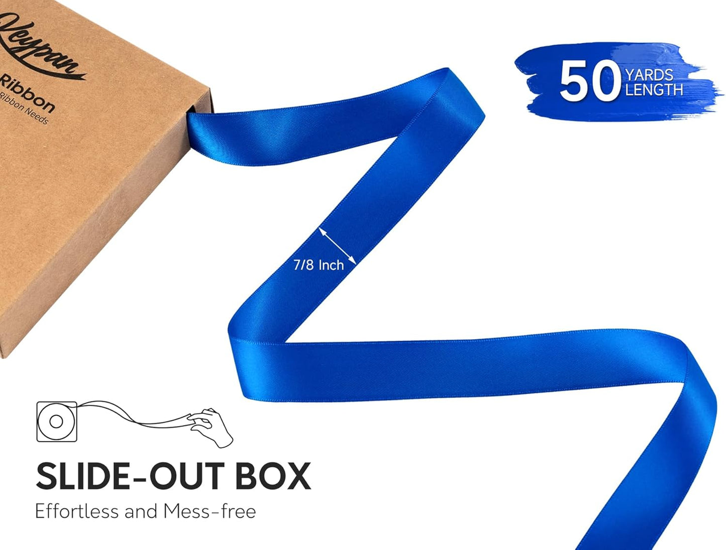 Royal Blue Satin Ribbon 7/8 Inch x 50 Yards Double-Faced Ribbons for Gift Wrapping Flower Bouquet Wedding Paper Bows Invitations Crafts