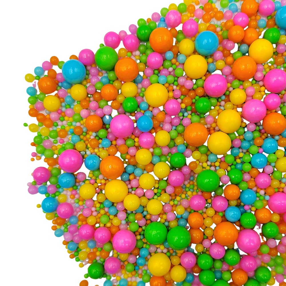 Edible Pearl Sugar Sprinkles Rainbow Candy Mixing Size Baking Edible Cake Decorations Cupcake Toppers Cookie Decorating Celebrations Wedding Valentines Easter Halloween Christmas Supplies 120g/ 4.23oz