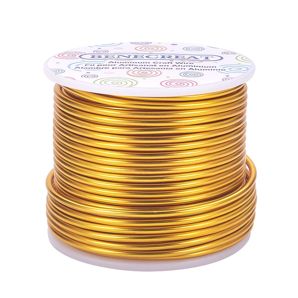 BENECREAT 10 Gauge Jewelry Craft Aluminum Wire 80 Feet Bendable Metal Sculpting Wire for Craft Floral Model Skeleton Making (Gold, 2.5mm)