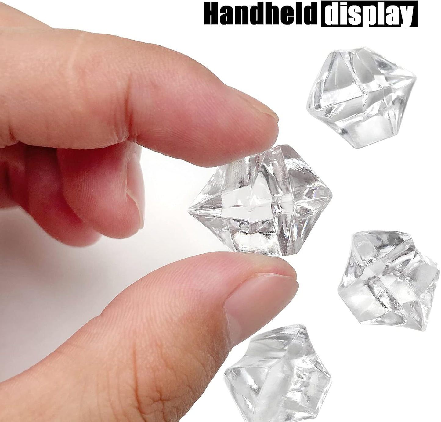 Fake Crushed Ice Cubes, Vase Fillers, 250 pcs 16*22 mm Fake crushed Ice Cubes Artificial Acrylic Crystal Rocks Diamonds for Vase Fillers, Party Favor, Wedding Decoration (0.86*0.62inch,Clear)