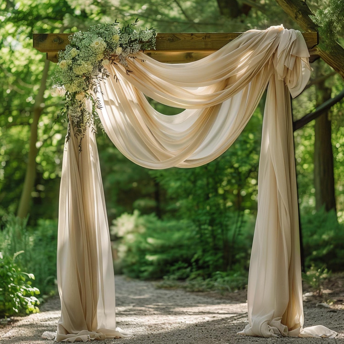 Wokceer Wedding Arch Draping Fabric 6 Panels 28.7" x 20FT Champagne Drapes Sheer Fabric Backdrop Arch Draping Fabric for Wedding Ceremony Birthday Party Bridal Shower Decoration