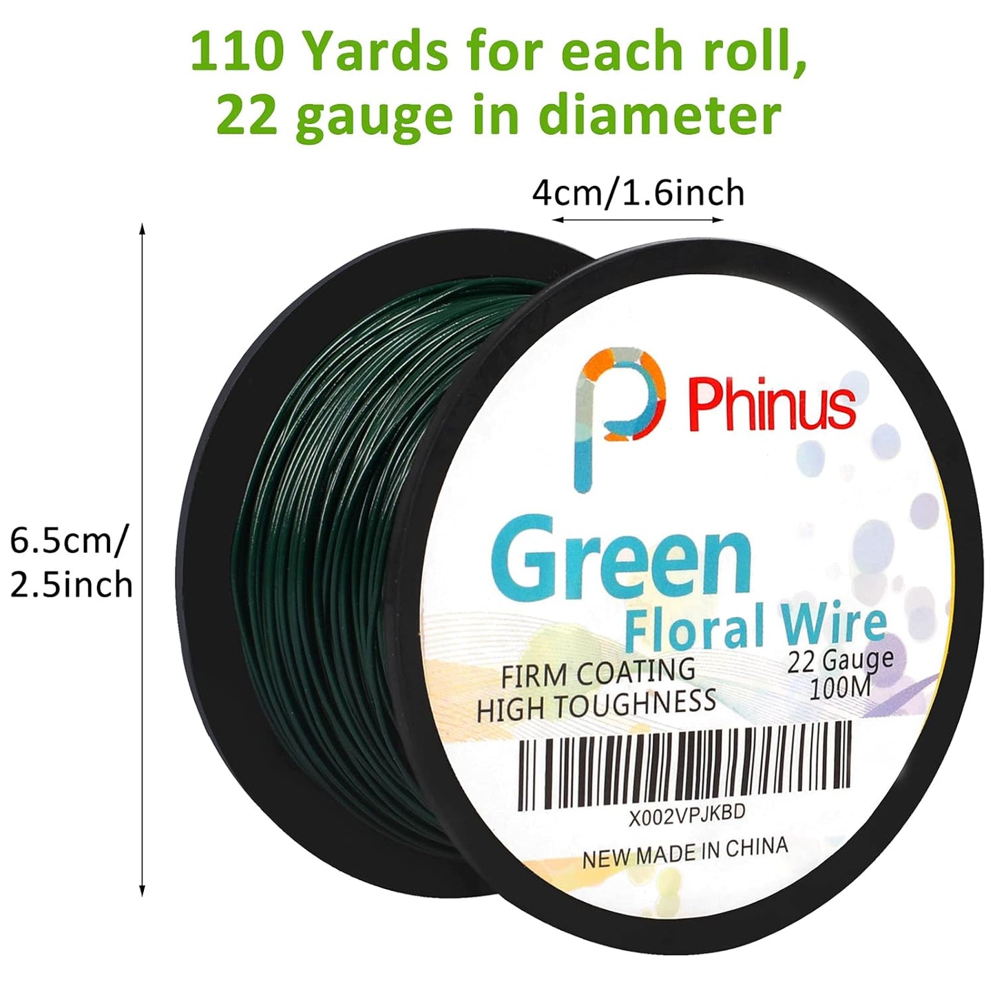 Floral Wire, 110 Yards 22 Gauge Green Florist Wires, Flexible Green Wire Paddle Wires for Crafts, Christmas Wreaths Tree, Garland and Floral Flower Arrangements