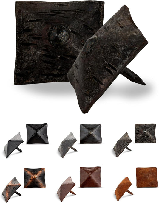 50 Pack 1.25" Square Head Iron Clavos Decorative Nails – Unfinished – Handmade Rustic Square Fasteners for Farmhouse Shutters, Faux Wood, Barn Doors, Shutters, and Gates – Ornamental Wood Accent