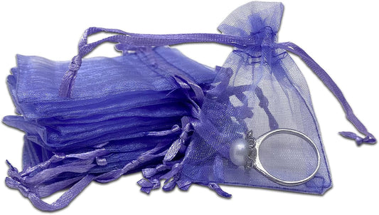 TheDisplayGuys 100-Pack XS 2 x 2 3/4" Lavender Sheer Organza Gift Bags with Drawstring, Jewelry Candy Treat Wedding Party Favors Mesh Pouch