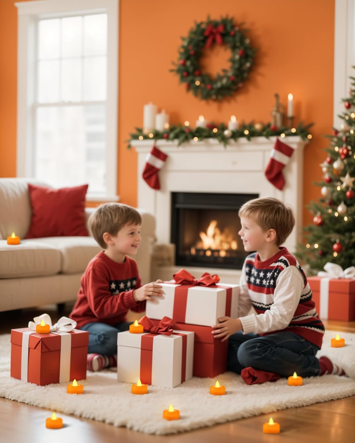 Amagic 12 Pack Halloween Orange Flameless LED Tea Lights Candles Battery Operated, Electric Fake Tealight Candles for Votive, Wedding, Table Centerpiece, Party, Holiday Decor, Christmas