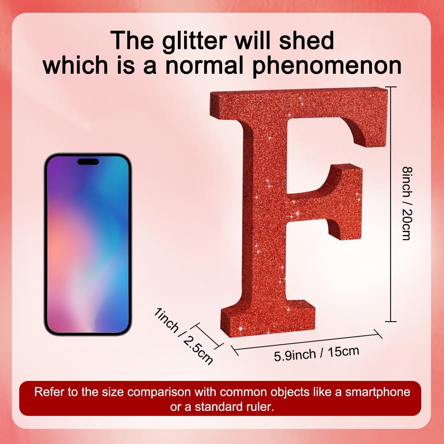 TONIFUL 8 Inch Red Glitter Letter F Table Centerpiece A-Z Red Birthday Party Decorations,Red Alphabet F for Birthday,Chrismas,Graduation,Bridal Shower,Wedding,Anniversary Party Supplies