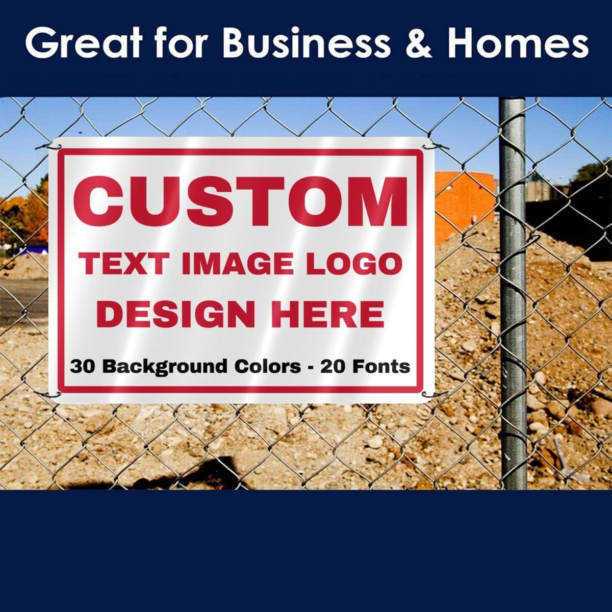 Custom Signs Outdoor Metal - 12 x 8 Personalized Aluminum Sign for Office, Home, Business, Decor, Customiz Customized Rust-Proof Sign (Red Text Box)