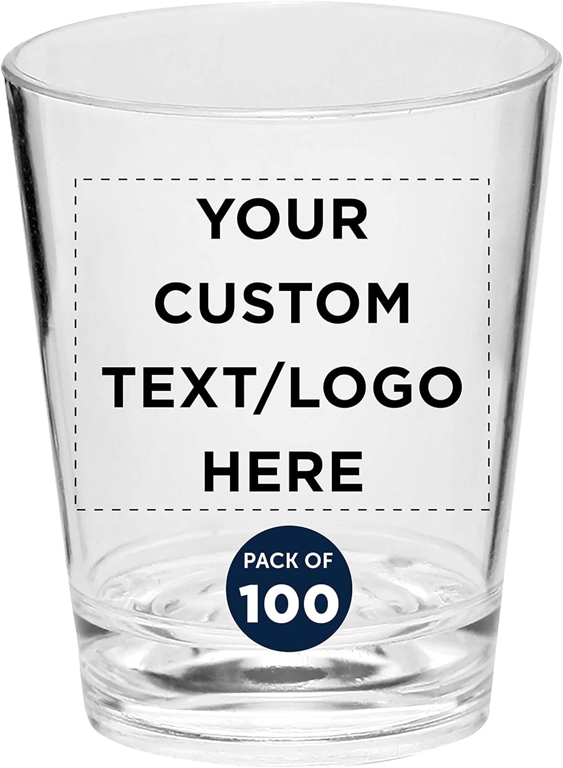 Custom Translucent Plastic Shot Glasses 1.5 oz. Set of 100, Personalized Bulk Pack - Acrylic, Great for Wedding, Party, Birthday, Gifts - Clear