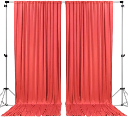 AK TRADING CO. 10 feet x 8 feet IFR Polyester Backdrop Drapes Curtains Panels with Rod Pockets - Wedding Ceremony Party Home Window Decorations - Coral