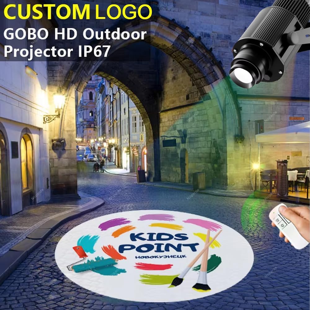 GOBO Projector Custom Logo Projector Lights for Store Business or Outdoor Wall Street Waterproof Ip67 HD Led for Shop Advertising and Wedding (120W)