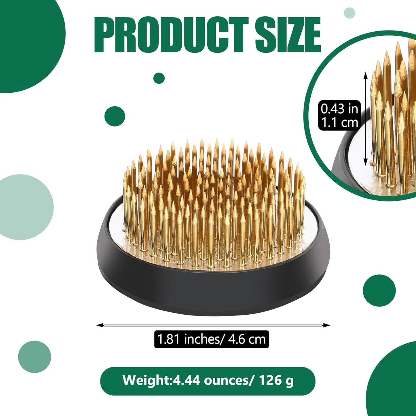 Sliner 16 Pieces Floral Frogs Round Flower Holder Japanese Ikebana Vase Kenzan Flower Flower Arranger Flower Fixed Tools Pin for Flower Arrangement Home DIY Craft (Gold,1.81 Inch)