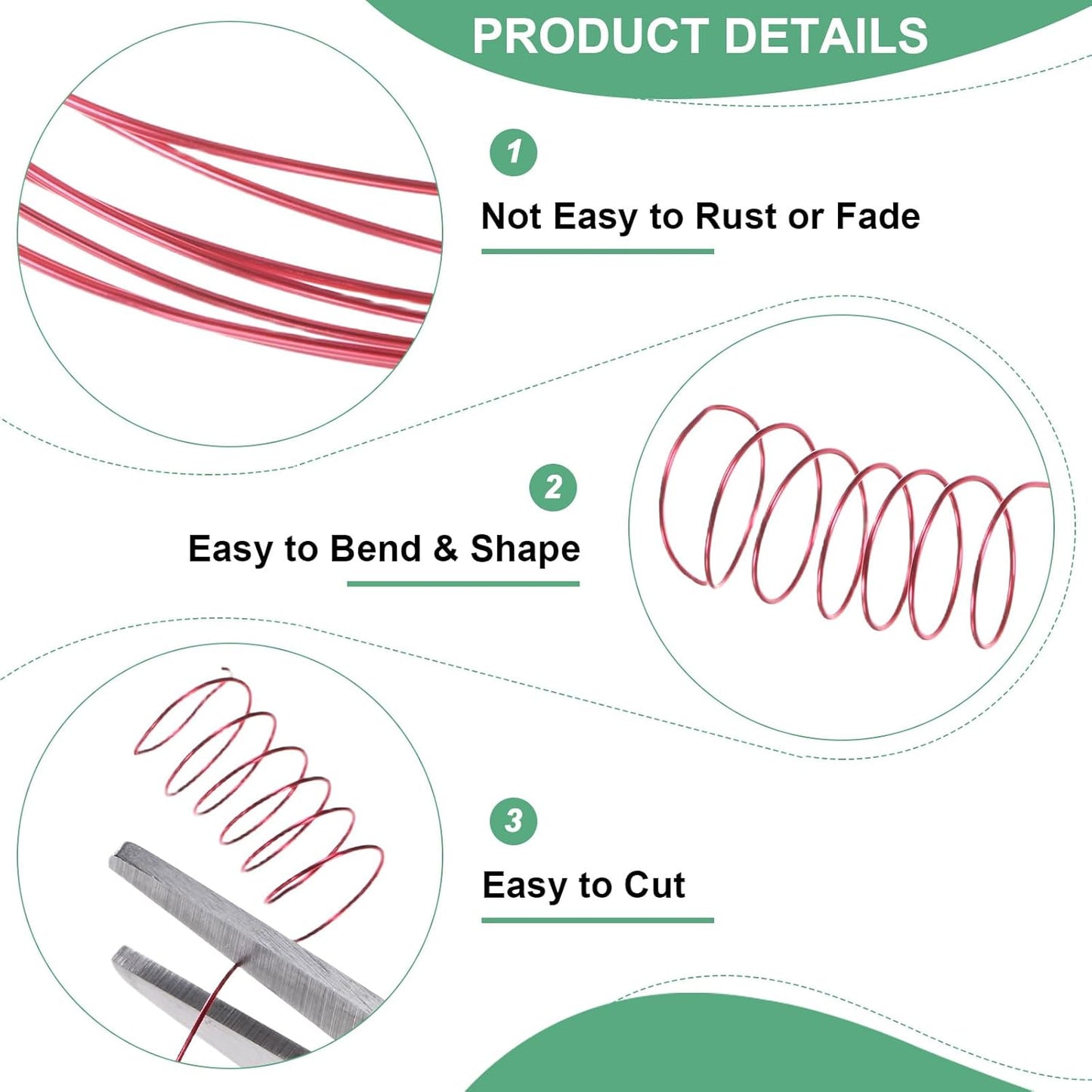 2-Rolls 0.4mm Jewelry Wire, 26 Gauge 328FT Craft Wire Copper Beading Wire for Jewelry Making/Planting/Weaving/DIY Crafting, Soft Metal Wires [100M, Red]