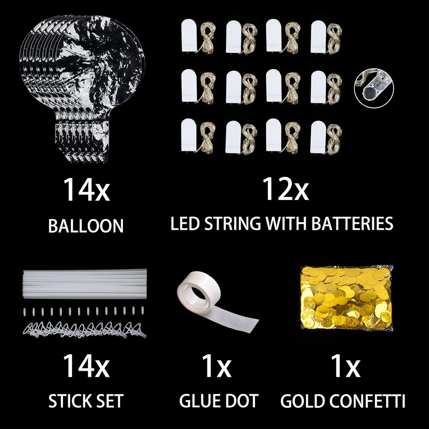 12 Pack Big Light Up BOBO Led Balloons with Sticks - Clear Balloons with Lights, Glow in the Dark, Flicker in the Daylight - Perfect Glow Party Supplies for Birthday, Wedding, Graduation, Multicolor