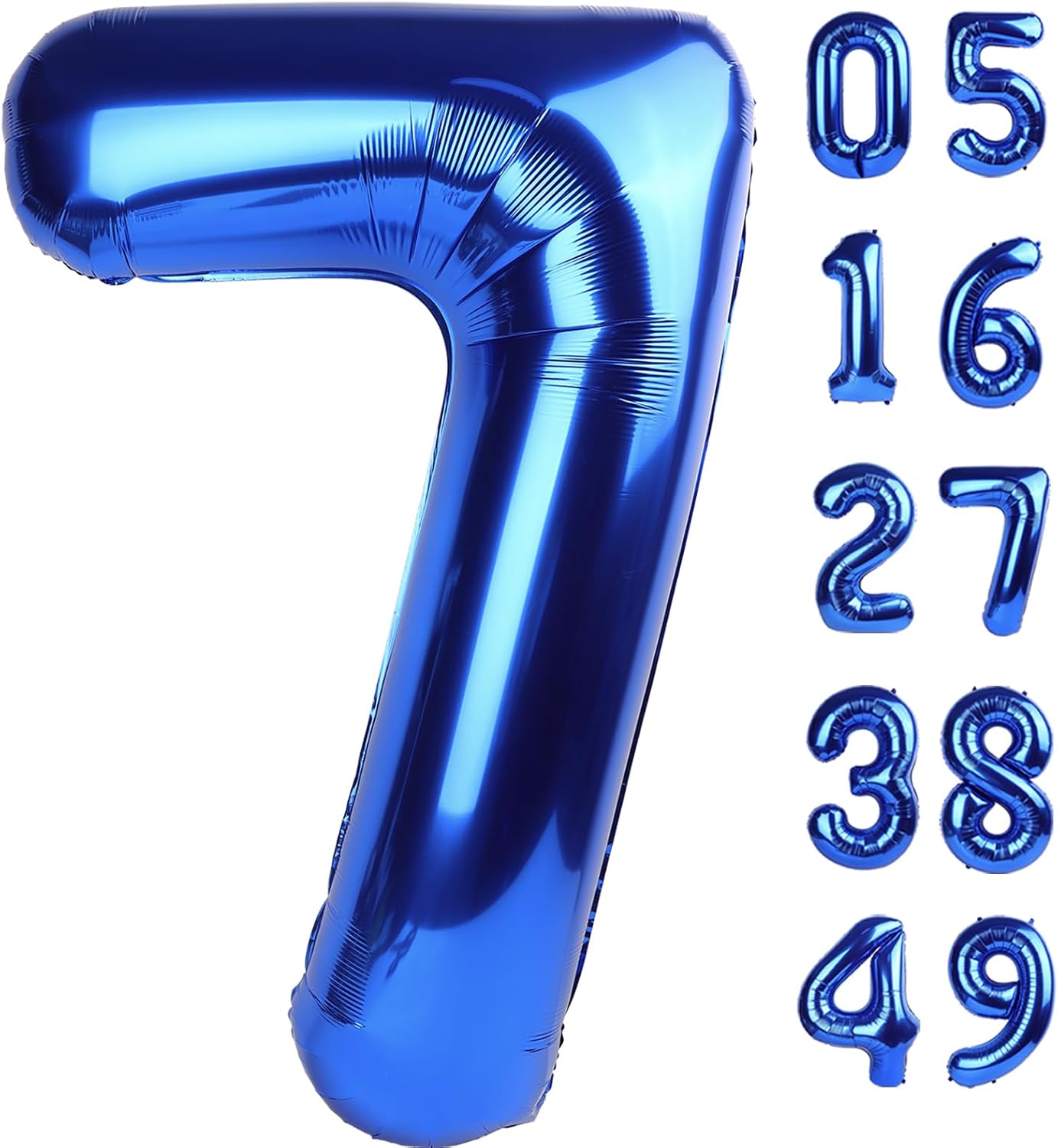 40 Inch Number 7 Balloons Foil Mylar Jumbo 7 Balloons for Boys girls Blue Digit 7 Balloon for Kids Decors 7 Year Old 17 27 37 70th Birthday Party Supplies Anniversary Events Decorations