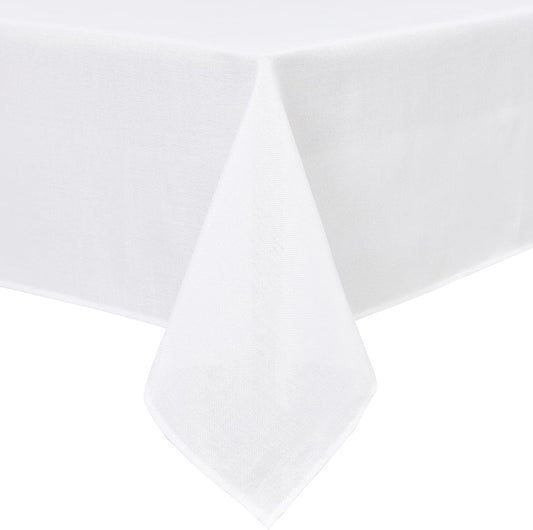 Hiasan Faux Linen Square Tablecloth - Wrinkle and Stain Resistant Washable Table Cloth for Kitchen Dining Room Holiday Table Cover for Party Dinner, White, 54 x 54 Inch