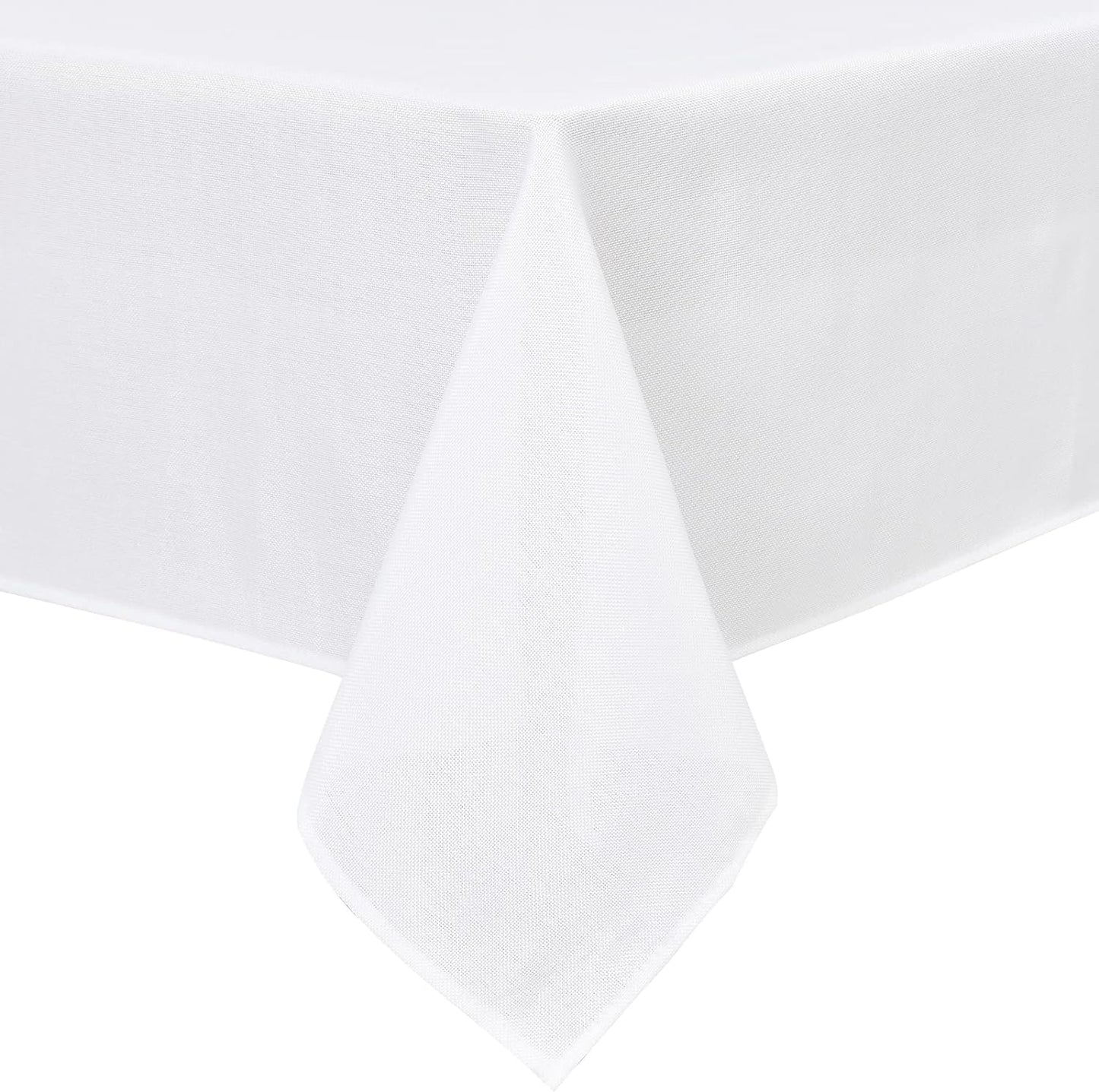 Hiasan Faux Linen Rectangle Tablecloth - Wrinkle and Stain Resistant Washable Table Cloth for Kitchen Dining Room Holiday Table Cover for Party Dinner, White, 70 x 108 Inch