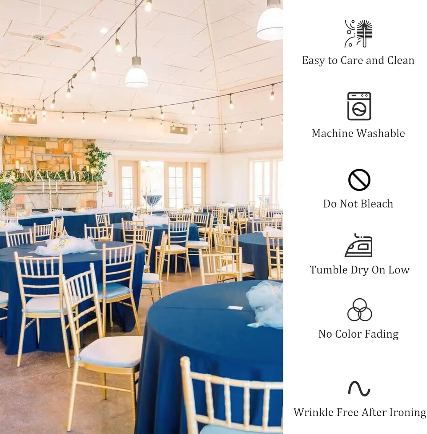 8 Pack Premium Round Tablecloth 120 Inch Round Table Covers Washable Polyester Fabric Round Table Clothes for Wedding Party Reception Banquet Buffet Restaurant (Royal Blue, 120 Inch)